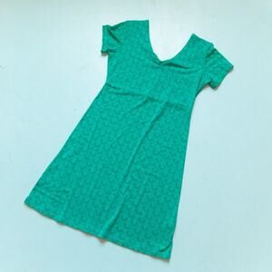 Kuhl Teal Geometric Print Short Sleeve A-Line V-Neck Dress Size Small